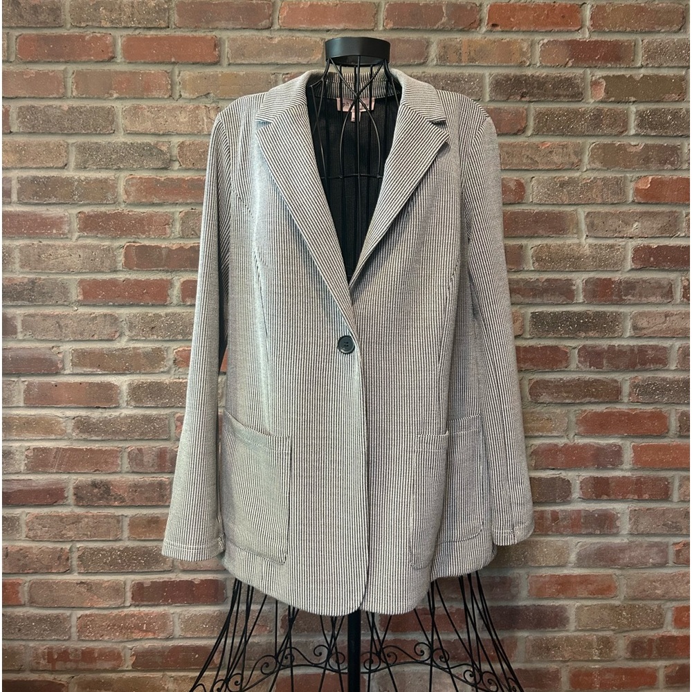 Philosophy Sweater Blazer Striped Gray & Black Size Large